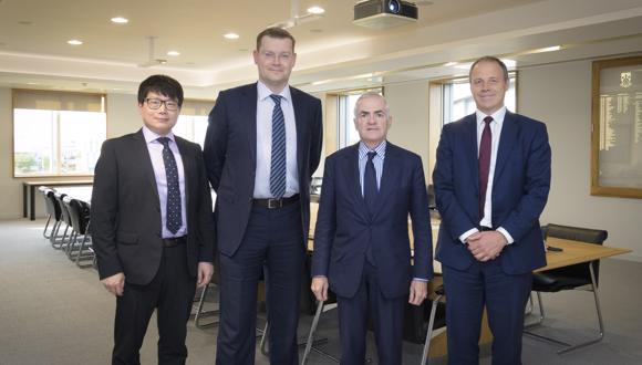 L-R: TWI China Programme Manager Lei Xu, TWI Operations Director Mike Russell, HM Trade Commissioner for China Richard Burn, TWI Research and Technology Director Paul Woollin