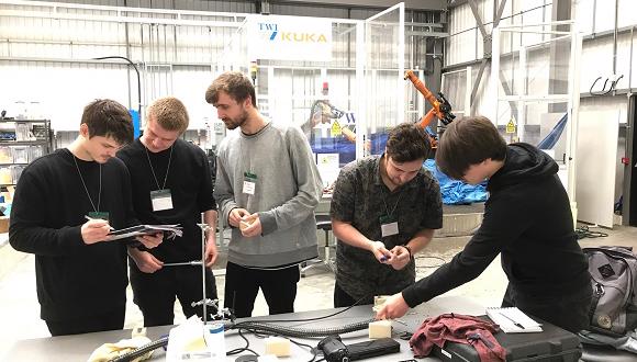  MEng Mechanical Engineering students at work at TWI Wales