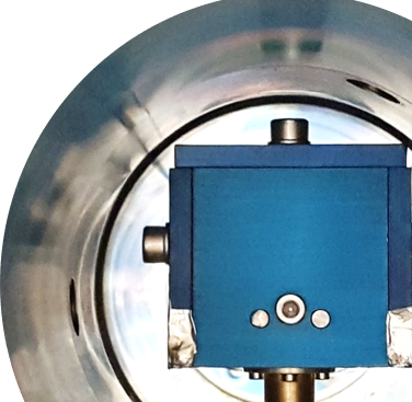 Head inserted (robotically) into a 90mm bore pipe, prior to initiation of processing