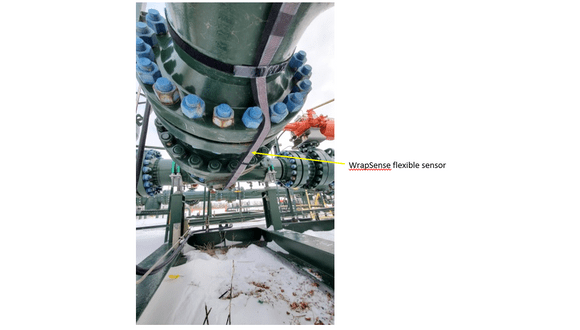 Figure 1. WrapSense flexible sensor installed at pumping station 