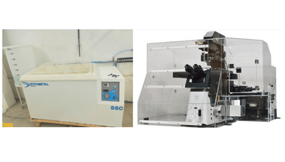 Figure 2. Saline mist chamber (Lurederra) and AFM (INL) are some relevant equipment selected for the characterisations, specifically for the protective coatings
