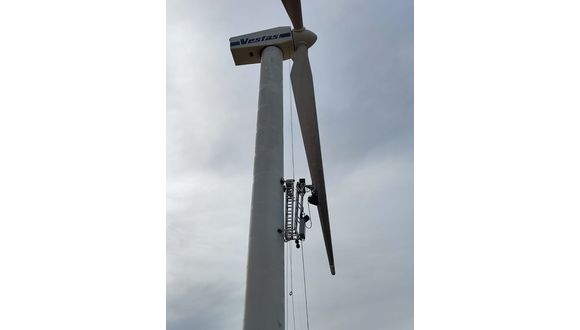 Figure 1. SheaRIOS robotic climber deployed at the Centre for Renewable Energy Sources (CRES)