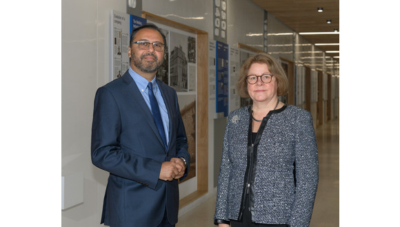 TWI CEO Aamir Khalid with Professor Dame Julia King, Baroness Brown of Cambridge DBE FREng FRS