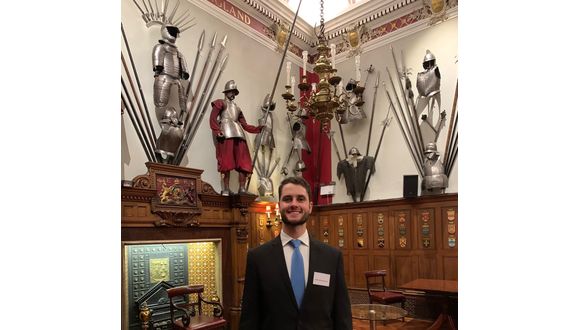 Pedro in the impressive surroundings of the Armourers Hall