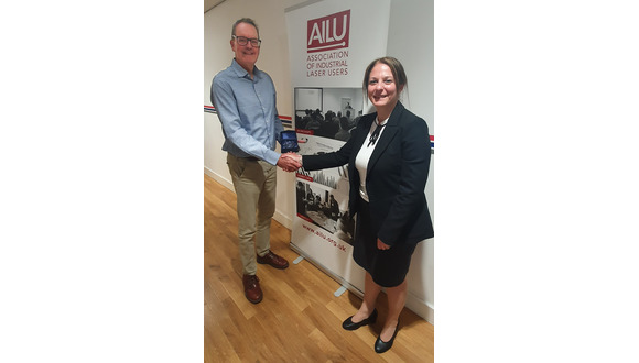 Figure: Outgoing president, Ric Allott of STFC (left) with Paola De Bono (right)
