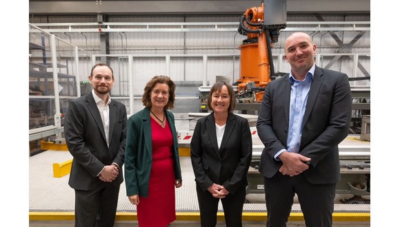 Left to Right: TWI Section Manager Nathan Hartley, Baroness Eluned Morgan, the Rt Hon Jo Stevens MP, TWI Director of Technology Malcolm Lee