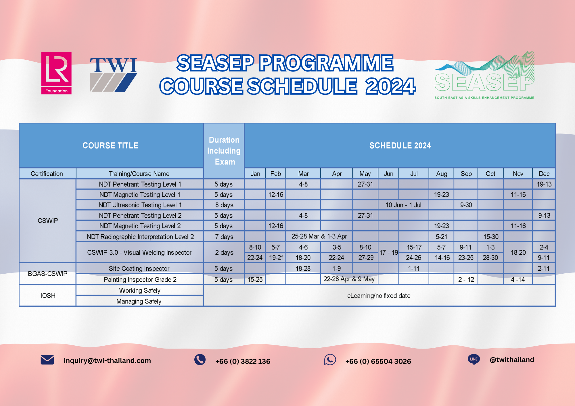 SEASEP PROGRAMME COURSE SCHEDULE 2024_THAILAND