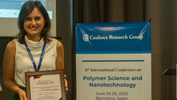 Adamantini receives her Moderator Certificate from PolyNano 2023, Barcelona