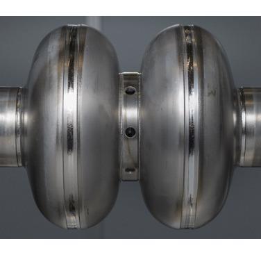 Figure 6. Electron beam welded twin cell demonstration SRF cavity