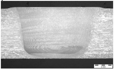 Figure 3 A section macrograph from an AdStir 6mm thick AA6082 T6 weld