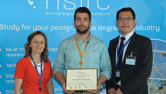 From left to right, Professor Isabel Hadley, TWI (left), Konstantinos Kouzoumis, Professor Tat Hean Gan, TWI Director. Photo: TWI Ltd