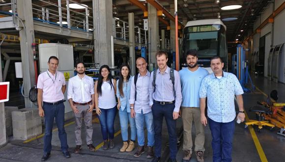 TWI Project Leader Dr Jeroen De Backer with the project partners on a site visit to the maintenance facility of Metro De Medellín.