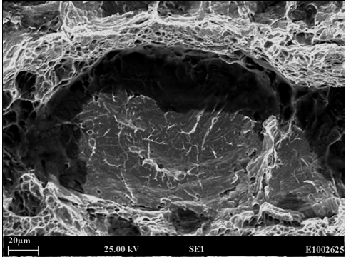 5b) Weld B (3ppm hydrogen), tested at a very slow strain rate, CTOD tested area 