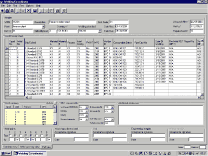 Fig. 2. Part of a Fabrication Inspection Record from the chemical process industry