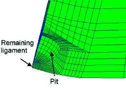 b) Detail of mesh around defect