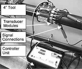 Fig.2. Teletest ® 'Mini-test' tool on a 4" schedule 40 pipe 