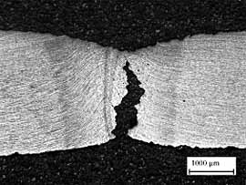 Fig.4. Position of crack with regards to bond line, failed section B3