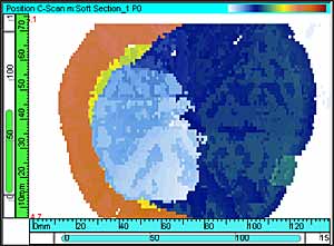 Fig. 6. TOF showing multiple level delaminations (55 J impact energy)