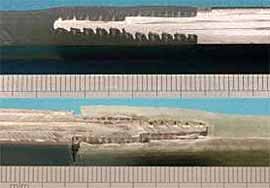 Fig.16. GFRP/Stainless steel test joints before and after tensile testing 