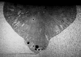 Fig.1 Transverse section of Nd:YAG laser weld in stainless steel enclosure without plasma control