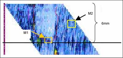 Fig.9. Sectional image through Weld T4 with a joint line remnant