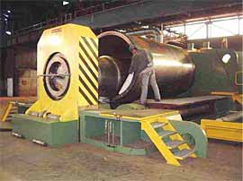Fig.2. Section of wind turbine foundation being rolled from thick steel plate ( Courtesy Dillinger)