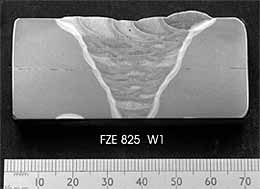 Fig.1. Transverse sections typical of as-welded panels: a) W1