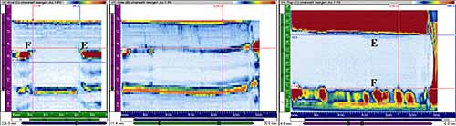 Fig.5. Low gain 15MHz 0° PA scan.