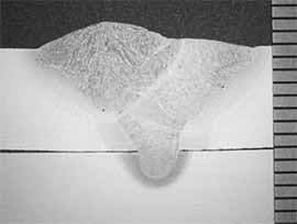 Cross-section showing high integrity of an underwater weld