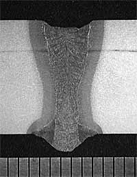 Fig.9. Macrograph of a hybrid weld showing an acceptable weld with 11mm full penetration