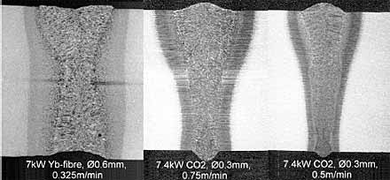 Fig. 10. Fully penetrating, square-edge butt joints in 12.7 and 12mm thick C-Mn steel