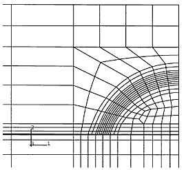 Fig.2. Finite element mesh for the initial crack