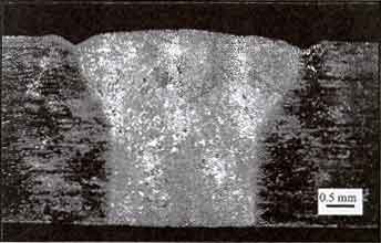 Fig. 1 - Cross sectional weld shape of pulsed Nd:YAG laser welded 2219 aluminium