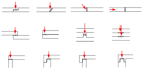 Fig.4. Joint designs for laser welding (arrow represents the laser beam direction) 