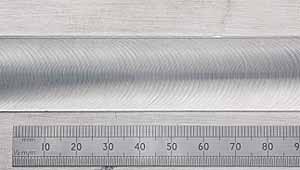Fig.6. Surface appearance of a typical Tandem twin-stir TM weld made in 6083-T6 aluminium alloy