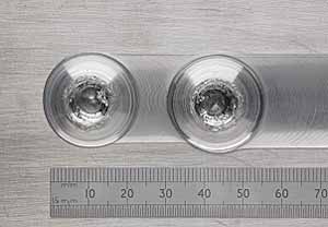 Fig.12. Tandem twin-stir TM lead and follow exit holes 