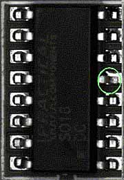 d) Lifted lead on Dual In Line (DIL) Integrated Circuit (IC)