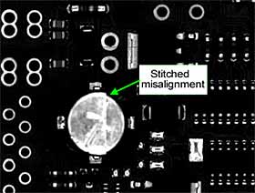 Fig. 5. Original stitched image with obvious misalignment. This will cause extra bright pixels after image subtraction, resulting in high false alarm rates 