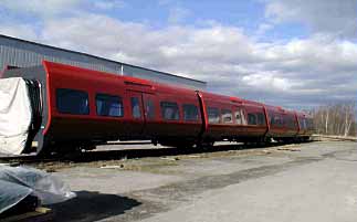 Fig.1. Alstom LHB trains for DSB Danish State Railways during production. FSW roof panels for these trains are made at Hydro Marine Aluminium under a contract with Sapa