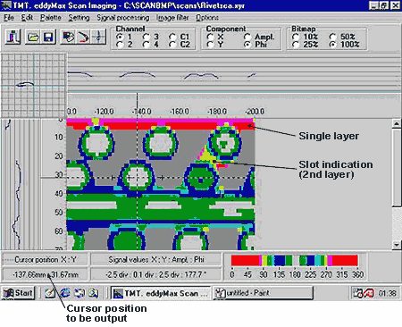 Fig 3. Output of Eddy Current Instrument on thicker sample (3mm aluminium)