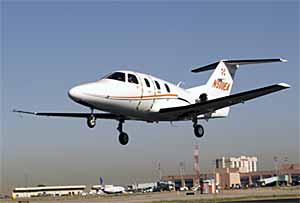 Fig.5. Take-off during the first test flight of an Eclipse 500 friction stir welded business jet