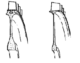 Fig.1. Illustration showing the reduction in material and part count between a conventional mechanically attached blade-disk assembly and a linear friction welded blisk