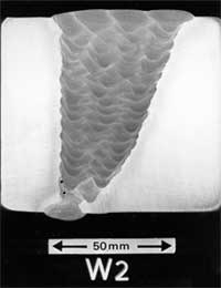  Fig.3 Macrograph of weld W2 made using Al-Mg (5356) filler wire