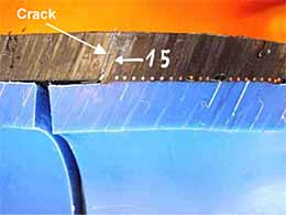 Fig.13. Section through failed joint subjected to 80°C hydrostatic pressure test 