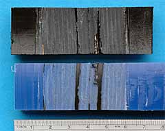 Fig.4. Fracture surface of ISO peel decohesion test specimen containing talc contamination