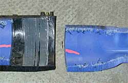 Fig.7. Photograph of talc contaminated joint after crush testing