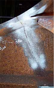 Fig.6. Fatigue cracking due to loading during prior service