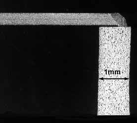 b) insufficient penetration, 1.0kW, 60mm/sec