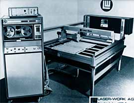 Fig.5.Primera màquina de tall per làser de CO 2 d'òptica mòbil de 2 eixos (1975).Foto cortesia de Laser - Work AG