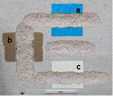Figure 11. Effects of a) floor paint, b) emulsion paint and c) grease